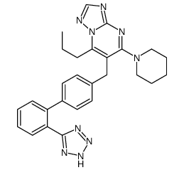 4-(1-piperidyl)-2-propyl-3-[[4-[2-(2H-tetrazol-5-yl)phenyl]phenyl]meth yl]-1,5,7,9-tetrazabicyclo[4.3.0]nona-2,4,6,8-tetraene结构式