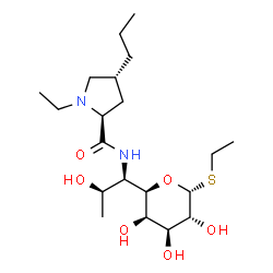 Ethyl 6,8-dideoxy-6-[[[(2S,4R)-1-ethyl-4β-propyl-2α-pyrrolidinyl]carbonyl]amino]-1-thio-D-erythro-α-D-galacto-octopyranoside结构式