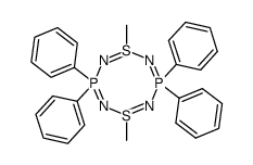 1,5-Dimethyl-3,7-tetraphenyl-1,5-dithia(VI)-3,7-diphospha(V)-2,4,6,8-tetrazocin结构式