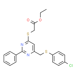 ETHYL 2-[(6-([(4-CHLOROPHENYL)SULFANYL]METHYL)-2-PHENYL-4-PYRIMIDINYL)SULFANYL]ACETATE Structure