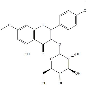 5-羟基-7,4'-二甲氧基黄酮-3-O-BETA-D-吡喃葡萄糖苷结构式