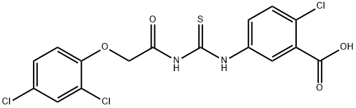 2-chloro-5-[[[[(2,4-dichlorophenoxy)acetyl]amino]thioxomethyl]amino]-benzoic acid结构式