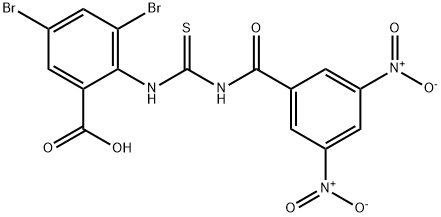 3,5-dibromo-2-[[[(3,5-dinitrobenzoyl)amino]thioxomethyl]amino]-benzoic acid结构式