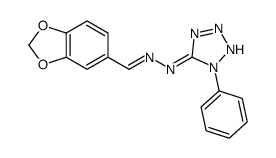 N-[(E)-1,3-benzodioxol-5-ylmethylideneamino]-1-phenyltetrazol-5-amine结构式