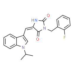 2,4-Imidazolidinedione,3-[(2-fluorophenyl)methyl]-5-[[1-(1-methylethyl)-1H-indol-3-yl]methylene]-(9CI) Structure