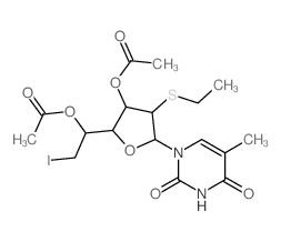 [1-[3-acetyloxy-4-ethylsulfanyl-5-(5-methyl-2,4-dioxo-pyrimidin-1-yl)oxolan-2-yl]-2-iodo-ethyl] acetate Structure