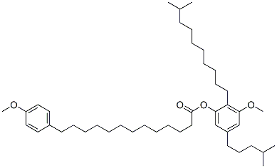 13-(4-Methoxyphenyl)tridecanoic acid 3-methoxy-2-(9-methyldecyl)-5-(4-methylpentyl)phenyl ester structure