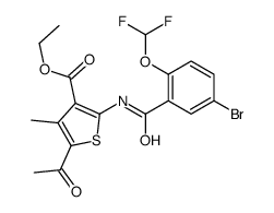 ethyl 5-acetyl-2-[[5-bromo-2-(difluoromethoxy)benzoyl]amino]-4-methylthiophene-3-carboxylate结构式