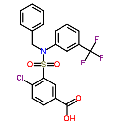 3-[BENZYL-(3-TRIFLUOROMETHYL-PHENYL)-SULFAMOYL]-4-CHLORO-BENZOIC ACID Structure