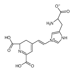 (2S)-2-amino-3-[3-[(E)-2-[(2S)-2,6-dicarboxy-2,3-dihydropyridin-4-yl]ethenyl]-1H-imidazol-3-ium-5-yl]propanoate结构式