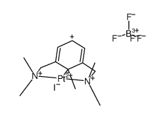 [2,6-bis((dimethylamino)methyl)toluene-N,N',C(1)]iodoplatinum(II) tetrafluoroborate Structure