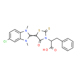 alpha-benzyl-5-(5-chloro-1,3-dihydro-1,3-dimethyl-2H-benzimidazol-2-ylidene)-4-oxo-2-thioxothiazolidin-3-acetic acid Structure