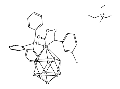 {tetraethylammonium}{closo-2-(triphenylphosphine)-2-(η2-C(m-FC6H4)-NOC(O)-)-2,1,7-RhC2B9H11} Structure