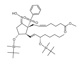 Methyl (5Z,13E,8R,11R,12S,15S)-11,15-Bis(tert-butyldimethylsiloxy)-9-(anti-oximino)-8-(phenylsulfonyl)-5,13-prostadienoate Structure