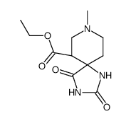 8-methyl-2,4-dioxo-1,3,8-triaza-spiro[4.5]decane-6-carboxylic acid ethyl ester结构式