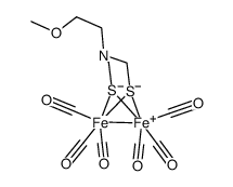 [Fe2(CO)6(μ-SCH2N(CH2CH2OCH3)CH2S)](1-) Structure