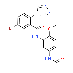 N-[5-(acetylamino)-2-methoxyphenyl]-5-bromo-2-(1H-tetrazol-1-yl)benzamide结构式