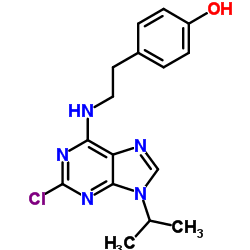4-(2-((2-chloro-9-isopropyl-9H-purin-6-yl)amino)ethyl)phenol structure
