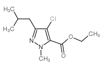 4-氯-3-异丁基-1-甲基吡唑-5-甲酸乙酯结构式