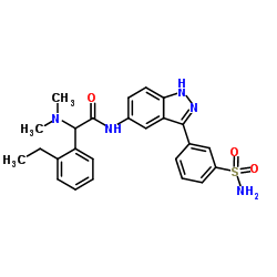 2-(Dimethylamino)-2-(2-ethylphenyl)-N-[3-(3-sulfamoylphenyl)-1H-indazol-5-yl]acetamide结构式