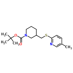 2-Methyl-2-propanyl 3-{[(5-methyl-2-pyridinyl)sulfanyl]methyl}-1-piperidinecarboxylate Structure