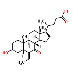 (E)-3α-羟基-6-亚乙基-7-酮-5β-胆烷-24-酸结构式