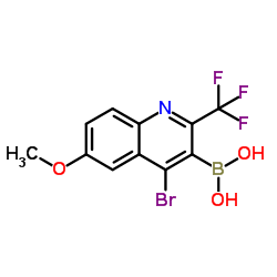 [4-Bromo-6-methoxy-2-(trifluoromethyl)-3-quinolinyl]boronic acid结构式