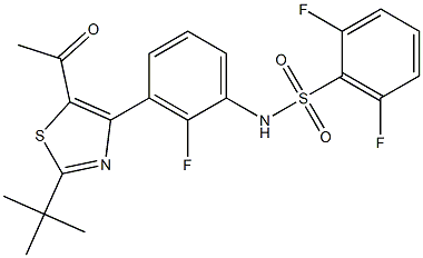 N-(3-(5-acetyl-2-(tert-butyl)thiazol-4-yl)-2-fluorophenyl)-2,6-difluorobenzenesulfonamide结构式