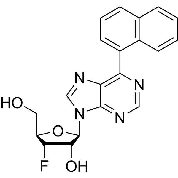 9-(3-Deoxy-3-fluoro-β-D-ribofuranosyl)-6-(naphthalen-1-yl)purine Structure