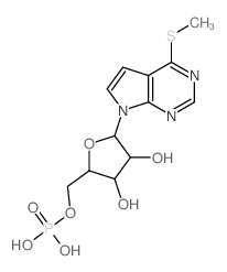 7H-Pyrrolo[2,3-d]pyrimidine,4-(methylthio)-7-b-D-ribofuranosyl-,5'-(dihydrogen phosphate) (8CI)结构式