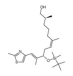 (+)-(2S,6Z,9S,10E)-9-{[tert-Butyl(dimethyl)silyl]oxy}-2,6,10-trimethyl-11-(2-methyl-1,3-thiazol-4-yl)-undeca-6,10-dien-1-ol结构式