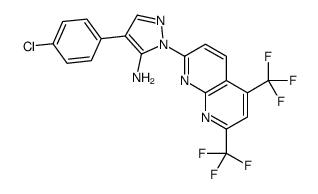 1H-Pyrazol-5-amine,1-[5,7-bis(trifluoromethyl)-1,8-naphthyridin-2-yl]-4-(4-chlorophenyl)-(9CI) Structure