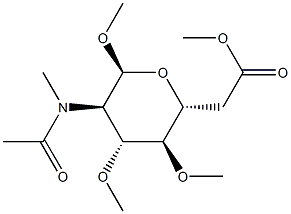 Methyl 6-O-acetyl-2-[acetyl(methyl)amino]-3-O,4-O-dimethyl-2-deoxy-α-D-galactopyranoside结构式