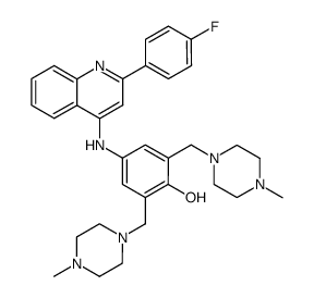 4-[2-(4-Fluoro-phenyl)-quinolin-4-ylamino]-2,6-bis-(4-methyl-piperazin-1-ylmethyl)-phenol Structure
