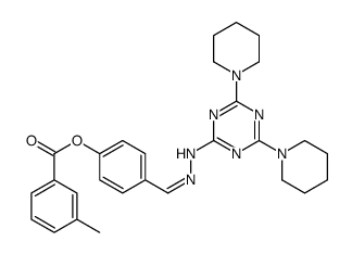 [4-[[[4,6-di(piperidin-1-yl)-1,3,5-triazin-2-yl]hydrazinylidene]methyl]phenyl] 3-methylbenzoate Structure