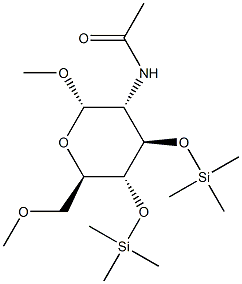 Methyl 2-(acetylamino)-3-O,4-O-bis(trimethylsilyl)-6-O-methyl-2-deoxy-α-D-glucopyranoside structure