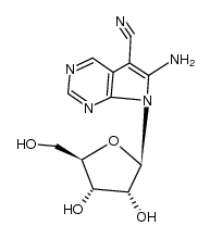 6-amino-7-β-D-ribofuranosyl-7H-pyrrolo[2,3-d]pyrimidine-5-carbonitrile结构式