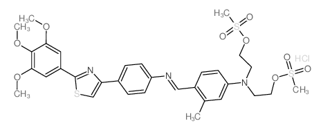 Ethanol, 2,2-[[3-methyl-4-[[[4-[2-(3,4, 5-trimethoxyphenyl)-4-thiazolyl]phenyl]imino]methyl]phenyl]imino]b is-, dimethanesulfonate (ester), monohydrochloride structure