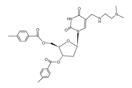 α-(2-dimethylamino-ethylamino)-O3',O5'-bis-(4-methyl-benzoyl)-thymidine结构式