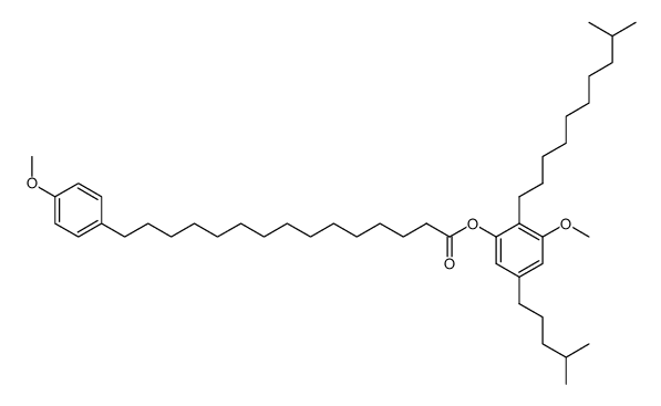 15-(4-Methoxyphenyl)pentadecanoic acid 3-methoxy-2-(9-methyldecyl)-5-(4-methylpentyl)phenyl ester结构式