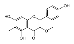 5,7-Dihydroxy-2-(4-hydroxy-phenyl)-3-methoxy-6-methyl-chromen-4-one结构式