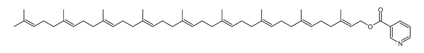 3,7,11,15,19,23,27,31,35,-Nonamethyl-2,6,10,14,18,22,26,30,34-hexatriacontanonaenyl nicotinate结构式