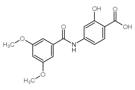 4-[((3,5-二甲氧基苯甲酰基)氨基]-2-羟基苯甲酸结构式
