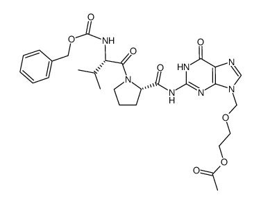 9-[(2-acetoxyethoxy)methyl]-2-N-[N-(benzyloxycarbonyl)-valyl-prolyl]guanine Structure