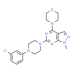 6-[4-(3-chlorophenyl)piperazin-1-yl]-1-methyl-4-(morpholin-4-yl)-1H-pyrazolo[3,4-d]pyrimidine结构式
