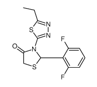 2-(2,6-difluorophenyl)-3-(5-ethyl-1,3,4-thiadiazol-2-yl)-1,3-thiazolidin-4-one结构式