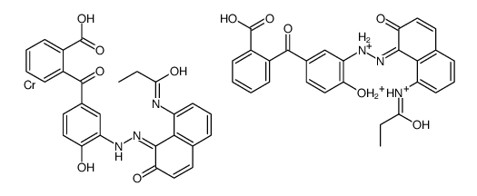 trihydrogen bis[2-[4-hydroxy-3-[[2-hydroxy-8-[(1-oxopropyl)amino]-1-naphthyl]azo]benzoyl]benzoato(3-)]chromate(3-) structure