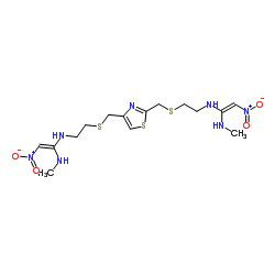 N1,N1'-[2,4-噻唑二基双(亚甲基硫基-2,1-乙二基)]双(N'-甲基-2-硝基-1,1-乙二胺)结构式