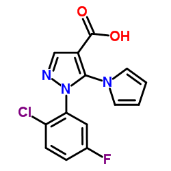 1-(2-Chloro-5-fluorophenyl)-5-(1H-pyrrol-1-yl)-1H-pyrazole-4-carboxylic acid结构式