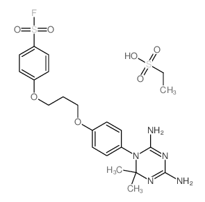 4-[3-[4-(4,6-diamino-2,2-dimethyl-1,3,5-triazin-1-yl)phenoxy]propoxy]benzenesulfonyl fluoride; ethanesulfonic acid结构式